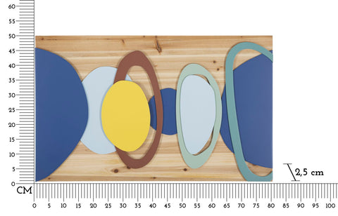 Panel de pared decorativo geométrico multicolor de metal y madera