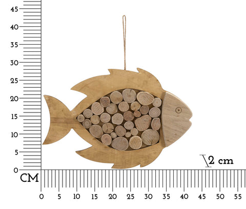 Escultura colgante Peces de madera redonda