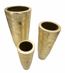 Vases en métal doré Lot de 3 avec décorations circulaires en relief