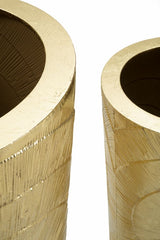 Vases en métal doré Lot de 3 avec décorations circulaires en relief