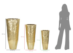 Vases en métal doré Lot de 3 avec décorations circulaires en relief