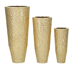 Ensemble de vases ronds en métal doré décorations en relief