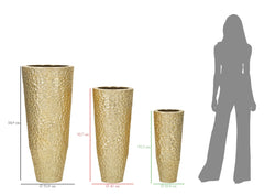 Ensemble de vases ronds en métal doré décorations en relief