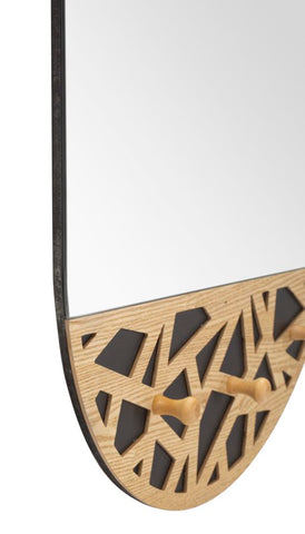 Miroir mural Abiti décorations en bois et 3 crochets