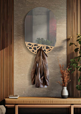 Miroir mural Abiti décorations en bois et 3 crochets
