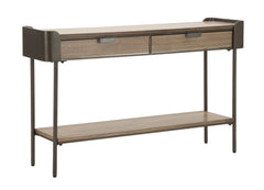 Console rectangulaire Toronto Métal et bois avec 2 tiroirs et étagère