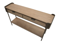 Console rectangulaire Toronto Métal et bois avec 2 tiroirs et étagère