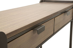Console rectangulaire Toronto Métal et bois avec 2 tiroirs et étagère