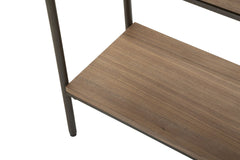 Console rectangulaire Toronto Métal et bois avec 2 tiroirs et étagère