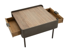 Table basse carrée Toronto avec 2 tiroirs pieds à assembler