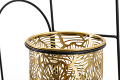 Support pour vase mural double métal doré et noir