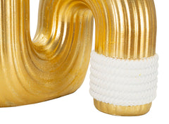 Vase en résine dorée avec finitions blanches