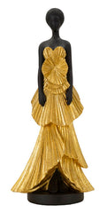 Statuette femme en résine dorée et noire