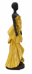 Statuette femme en résine dorée et noire