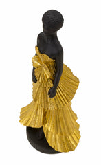 Statuette femme en résine dorée et noire
