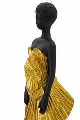 Statuette femme en résine dorée et noire