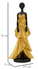 Statuette femme en résine dorée et noire
