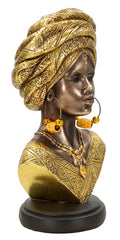 Buste femme africaine avec turban décoratif