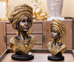 Buste femme africaine avec turban décoratif
