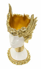 Statue buste femme dorée avec ailes