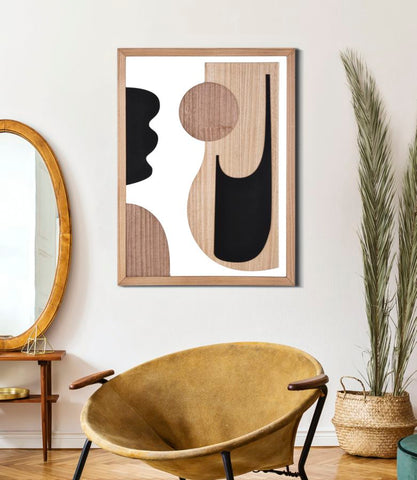 Panel decorativo de pared geométrico 3D de madera en tonos cálidos