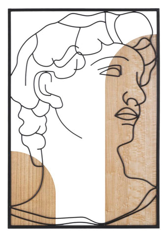 Panel de pared decorativo 3D David Metal y Madera natural