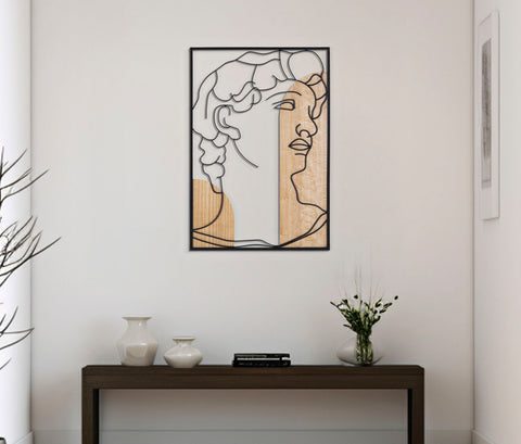 Panel de pared decorativo 3D David Metal y Madera natural