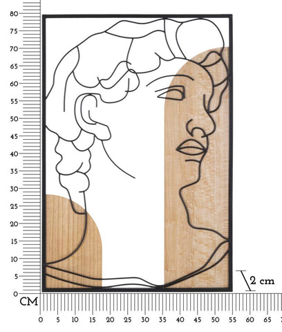 Panel de pared decorativo 3D David Metal y Madera natural