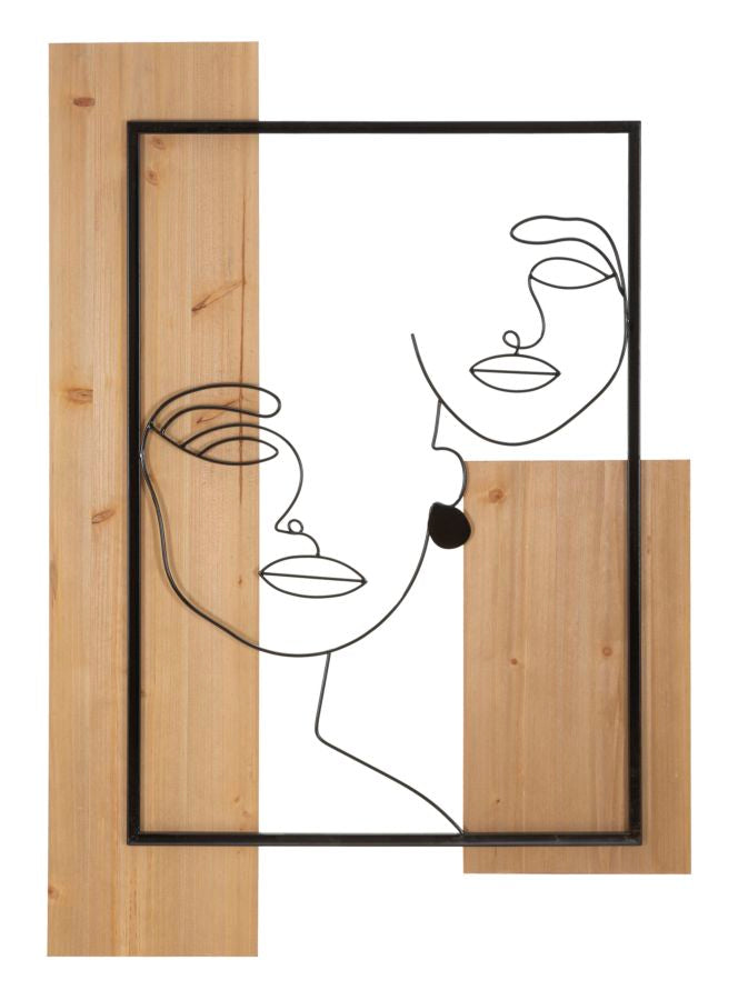 Panel de pared decorativo 3D de metal y madera con caras modernas