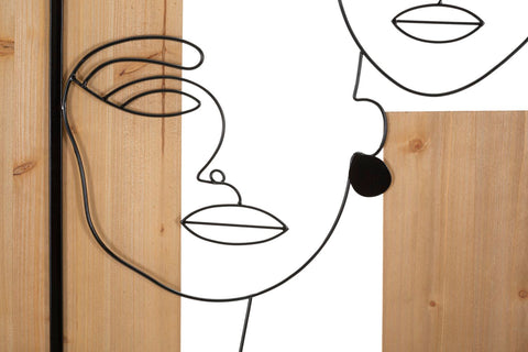 Panel de pared decorativo 3D de metal y madera con caras modernas