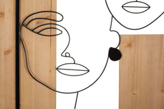 Panneau mural décoratif 3D en métal et bois avec visages modernes