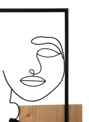 Panel de pared decorativo 3D de metal y madera con caras modernas