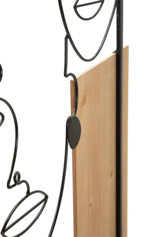Panel de pared decorativo 3D de metal y madera con caras modernas