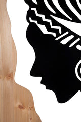 Panneau mural décoratif 3D Métal / Bois Profil Femme Tribal
