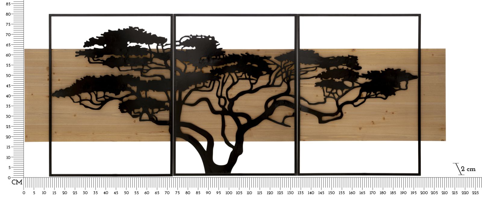 WALL PANEL  LAGOS IRON AND  WOOD SET 3 PCS CM 204X2X80 (72X2X80-60X2X80)