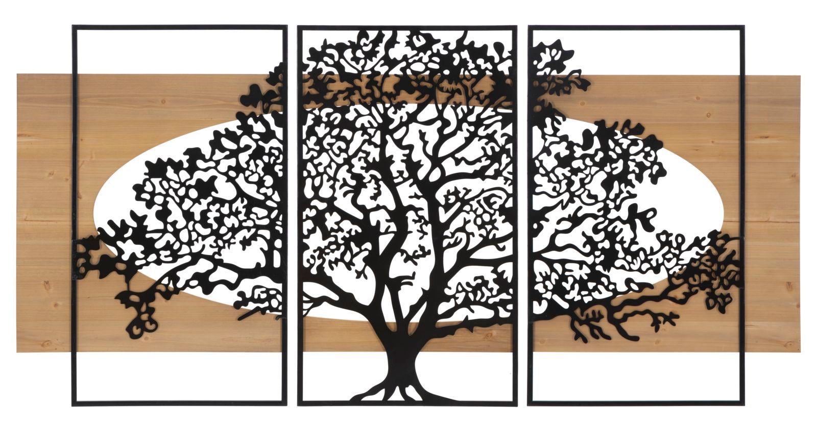 WALL PANEL TREE IRON AND WOOD SET 3 PCS CM 176X2X90 (63X2X90-50X2X90)