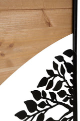 Panneau mural décoratif 3D ensemble 3 pcs métal et bois arbre