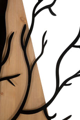Panneau mural décoratif 3D en métal et bois arbre avec oiseaux ensemble 4 pièces