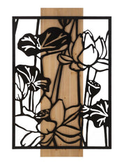 Panneau mural décoratif 3D Lotus Métal et Bois