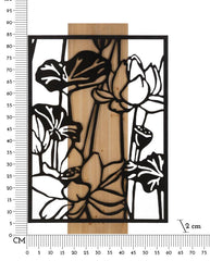 Panneau mural décoratif 3D Lotus Métal et Bois
