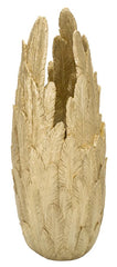 Vase plumes résine dorée