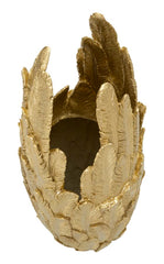 Vase plumes résine dorée