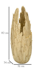 Vase plumes résine dorée