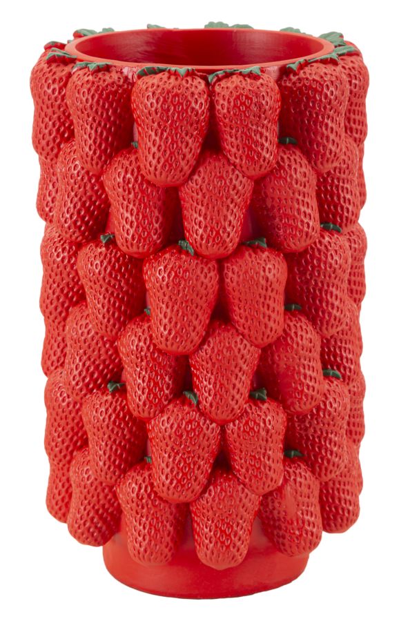 Vase en résine fraises rouges