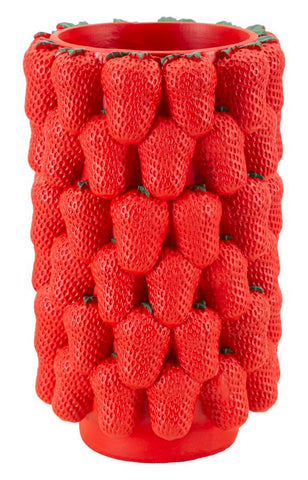 Vase en résine fraises rouges