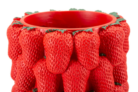 Vase en résine fraises rouges