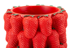 Vase en résine fraises rouges