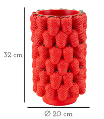 Vase en résine fraises rouges