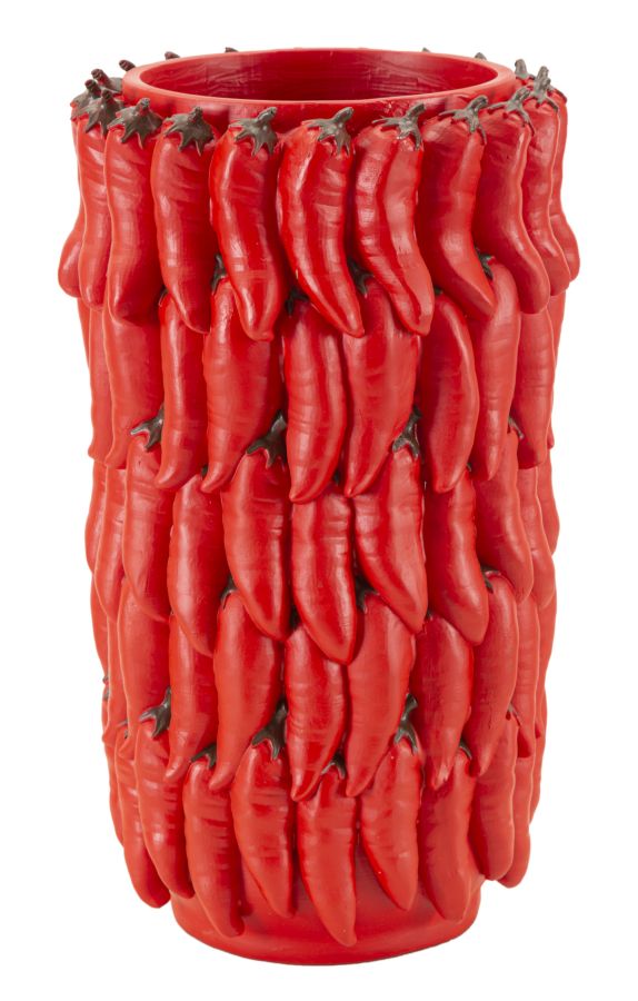 Vase Chili en résine avec piments colorés