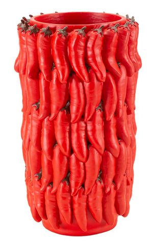 Vase Chili en résine avec piments colorés